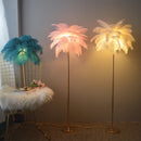 Nordic ostrich feather floor lamp with LED lighting
