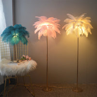 Nordic ostrich feather floor lamp with LED lighting