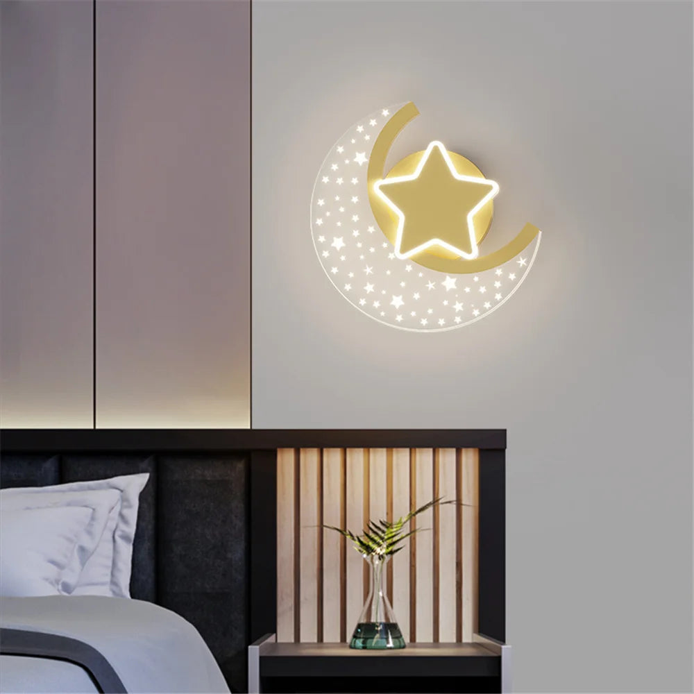 LED star and moon wall light for interior decoration - vue 5 sur 8