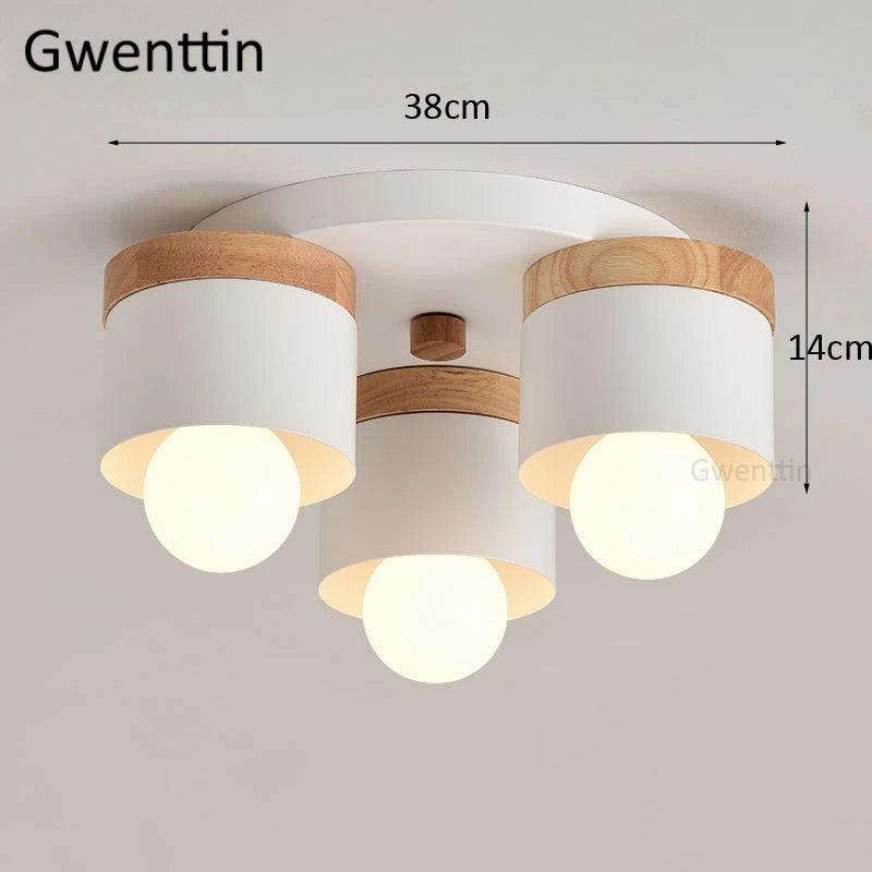Modern wood and iron ceiling light for interior decoration