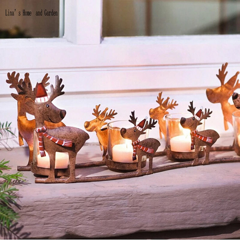 Handmade retro metal elephant candle holder Christmas decoration - vue 5 sur 6