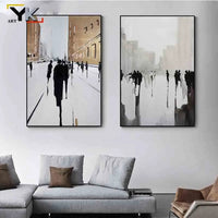 black and white abstract painting for wall decoration
