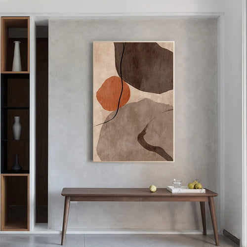 Modern abstract wall painting in minimalist geometric blocks