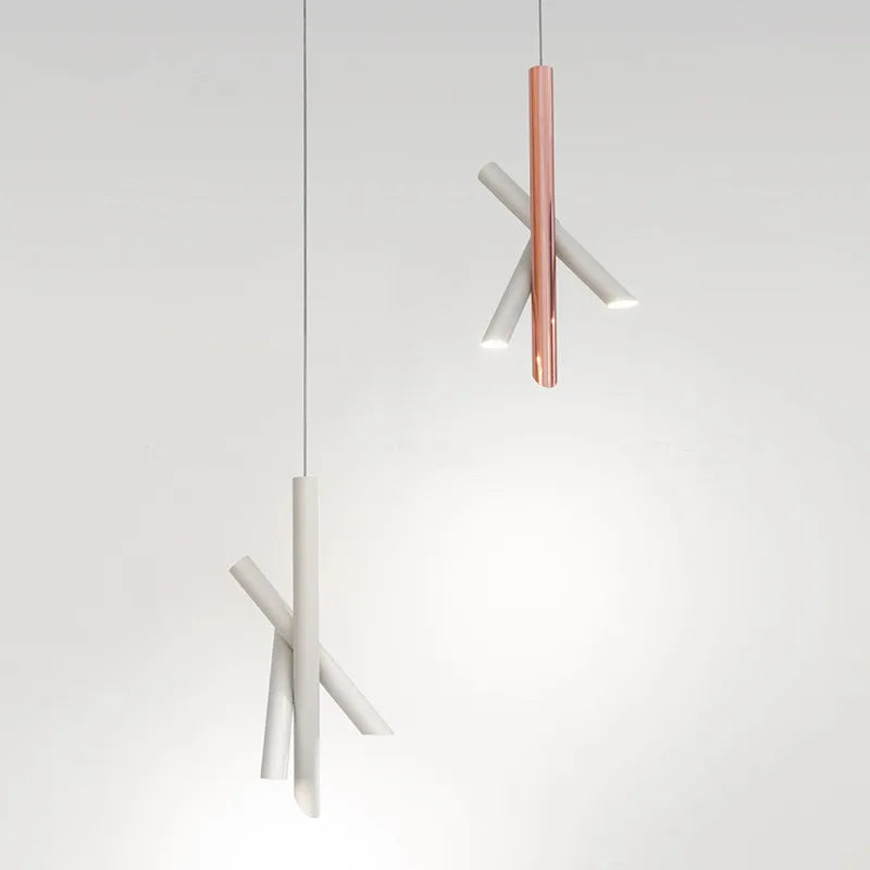 Modern metal pendant light with creative tube design for interiors