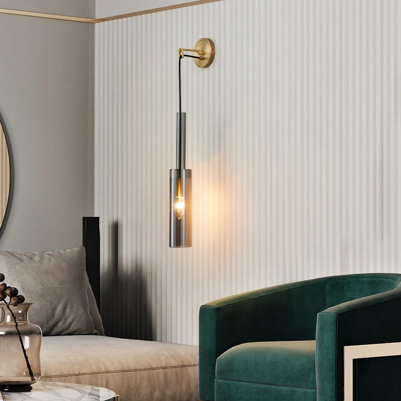 Nordic crystal and copper modern minimalist wall light - vue 3 sur 12