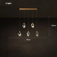 Crystal and copper art deco modern design chandelier