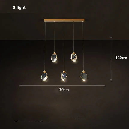Crystal and copper art deco modern design chandelier