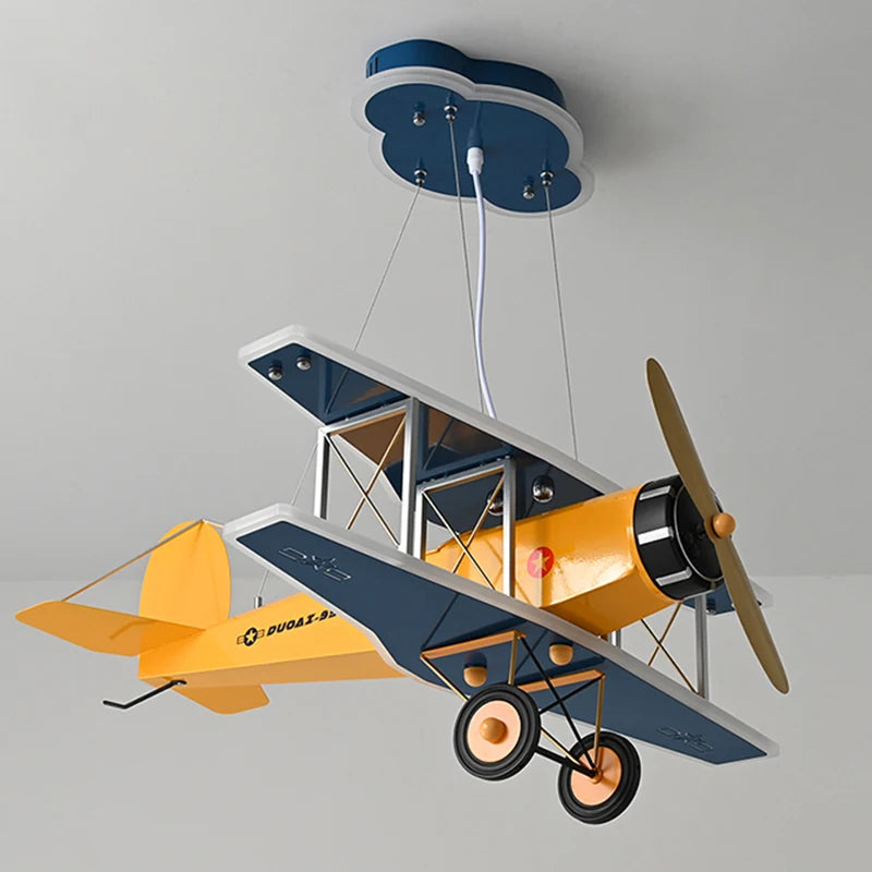 Modern children's bedroom LED airplane chandelier - vue 6 sur 6