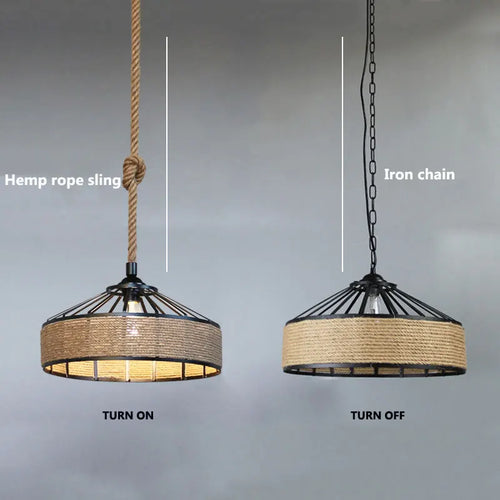 Iron rope industrial loft creative pendant light for restaurant, bar, café and dining room - vue 7 sur 10