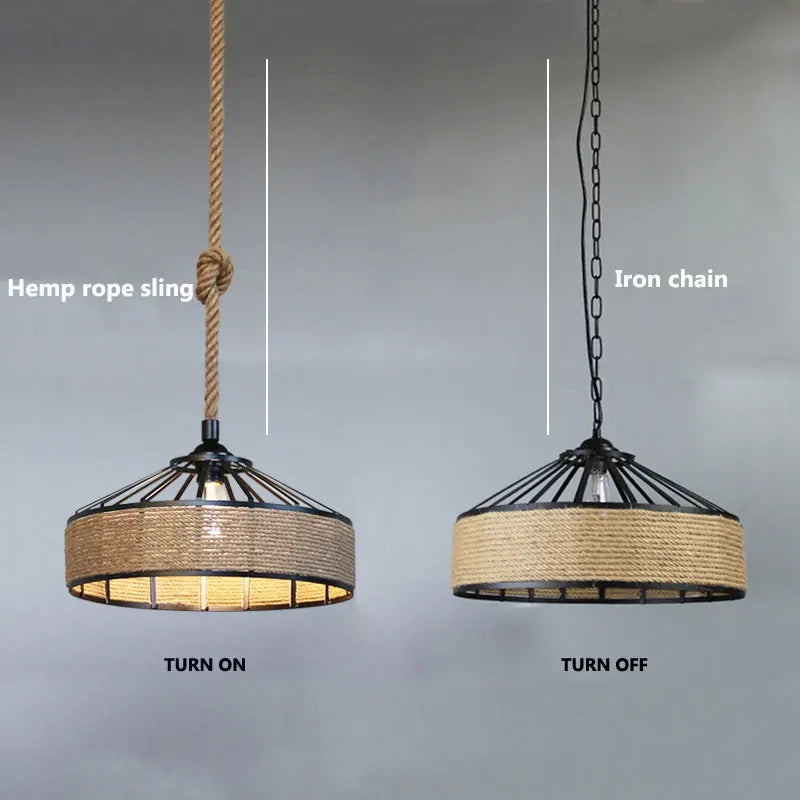 Iron rope industrial loft creative pendant light for restaurant, bar, café and dining room - vue 6 sur 10