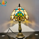 Baroque Tiffany-style bedside lamp in antique glass and metal
