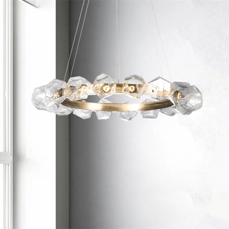 Postmodern glass ring chandelier with LED light