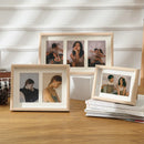 Wooden photo frame for two or three hanging pictures