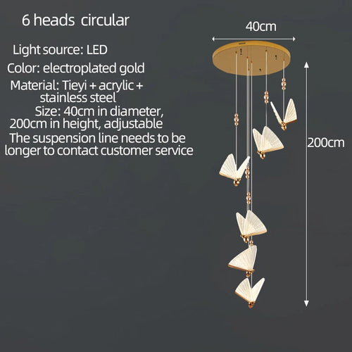 butterfly chandelier ceiling decoration for living room and hall - vue 13 sur 13