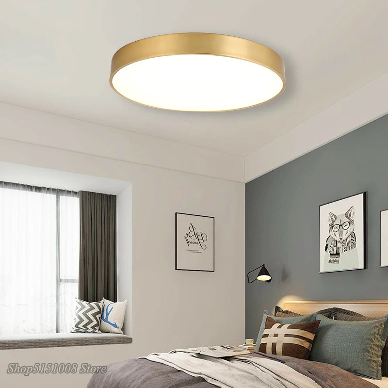 Modern ultra-thin gold acrylic LED ceiling light
