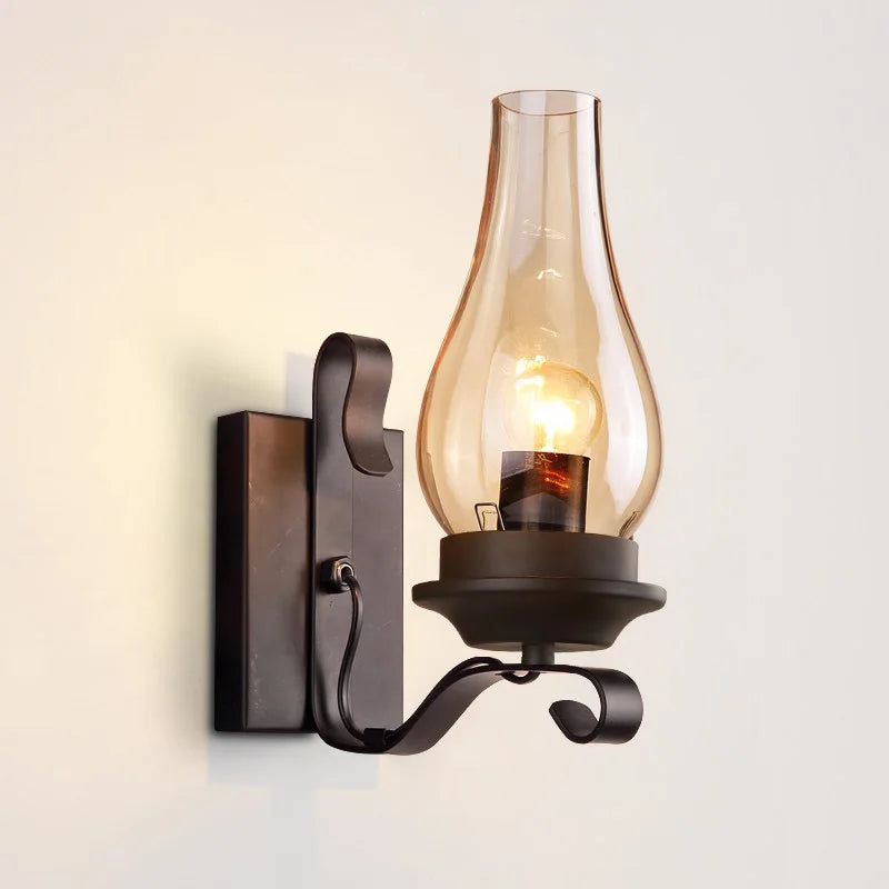 Retro industrial iron wall light for hotel and restaurant