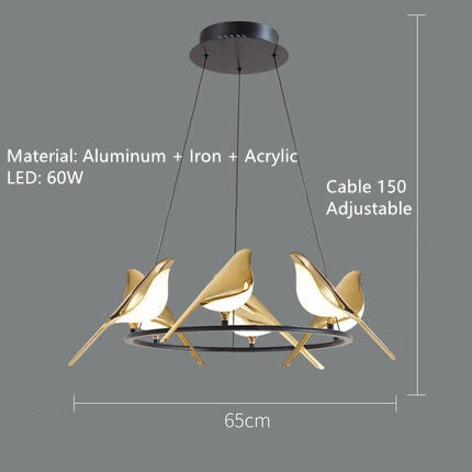 Gold plated modern adjustable novelty bird LED pendant light - vue 16 sur 18