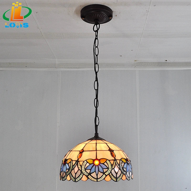 Orchid Tiffany style stained glass chandelier for elegant interiors
