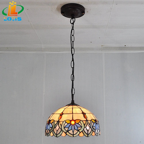 Tiffany style orchid chandelier in stained glass for elegant interiors - vue 2 sur 9