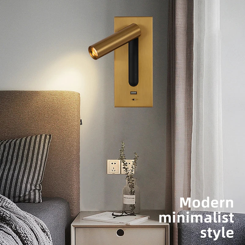 Multifunction LED wall light with built-in USB charger