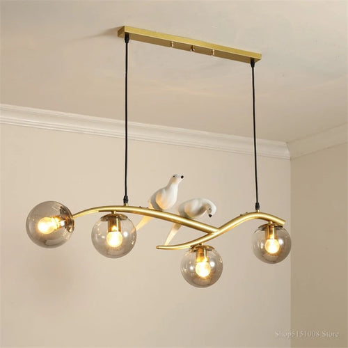 Nordic bird lamp modern chandelier with glass LED shade - vue 2 sur 14