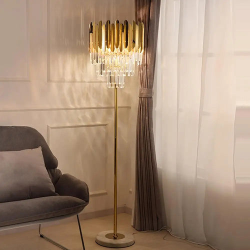 Postmodern art deco stainless steel and crystal table lamp - vue 5 sur 20