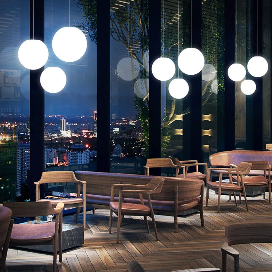 Nordic globe pendant light ball dia20cm 30cm - vue 5 sur 6