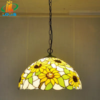Tiffany glass chandelier with sunflowers for stylish lighting