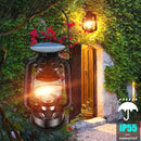 Outdoor hanging antique metal solar lantern with USB charging
