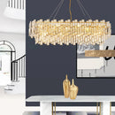 Modern designer LED chandelier in silver and gold crystal