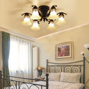 Vintage glass and metal retro ceiling light