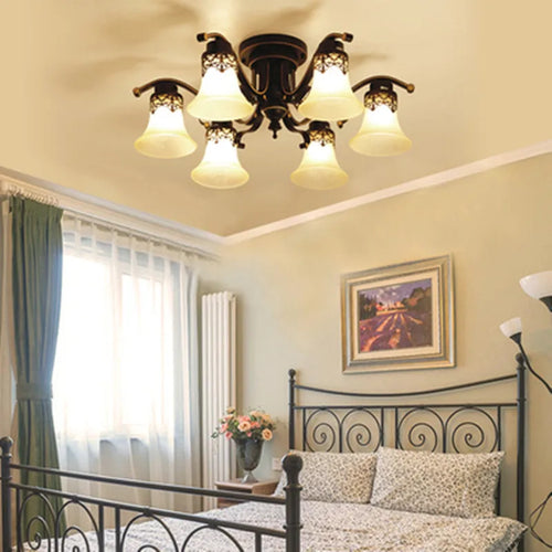 Vintage glass and metal retro ceiling light - vue 4 sur 10