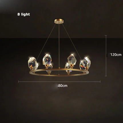 Crystal and copper art deco modern design chandelier - vue 15 sur 22