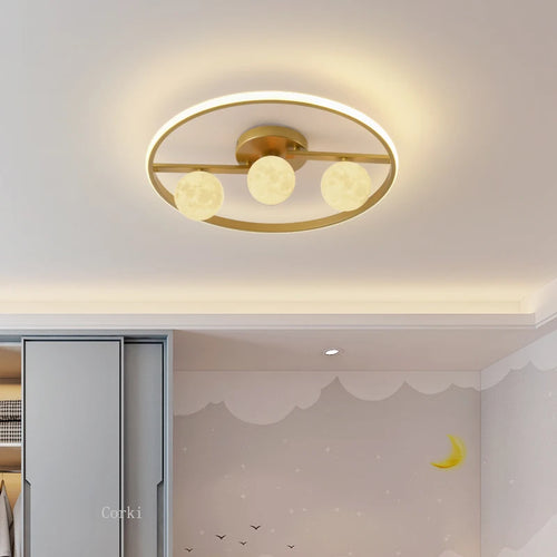 designer ceiling light in black and gold metal with white ball for modern interiors - vue 6 sur 18