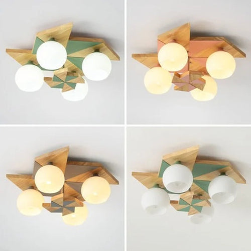 Modern Japanese Makaron wooden children's ceiling light - vue 2 sur 9