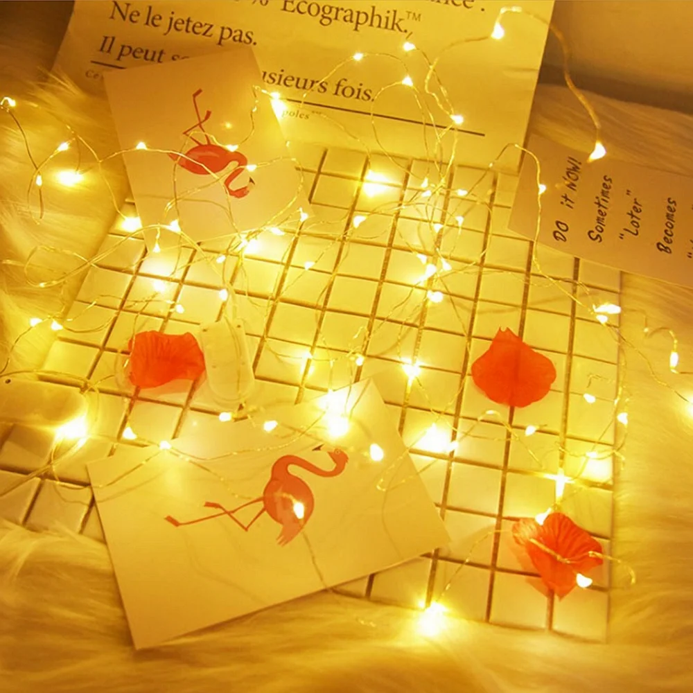 Copper wire LED string lights for celebrations and decorations