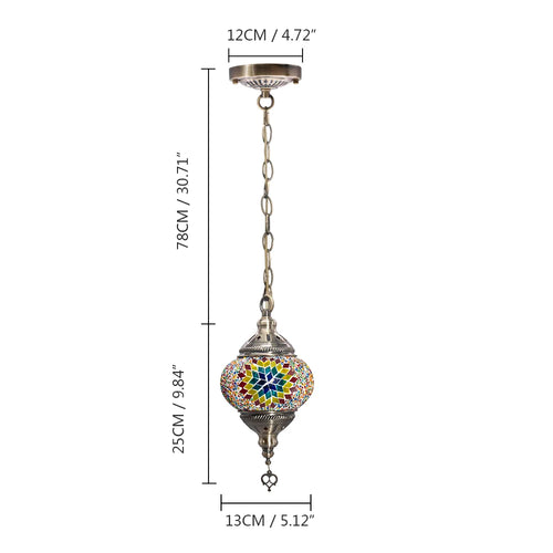 Handmade Turkish mosaic glass pendant light Mediterranean decoration - vue 13 sur 27