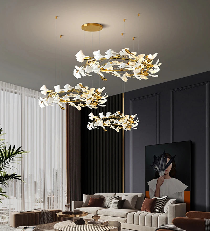 Modern ceramic chandelier with LED petals