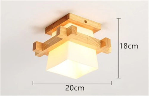 Japanese glass and wood ceiling light for modern interiors - vue 3 sur 8