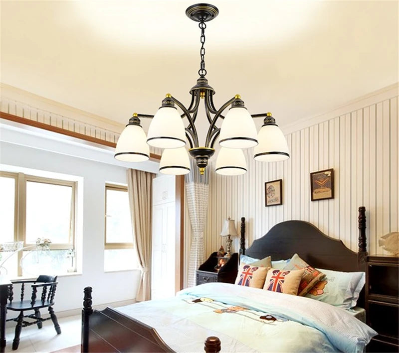 Classic iron and glass chandelier for indoor decoration - vue 5 sur 16