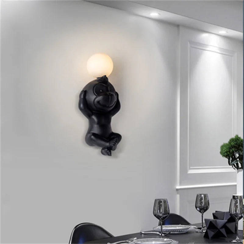 Monkey LED wall light with dimmer for indoor lighting