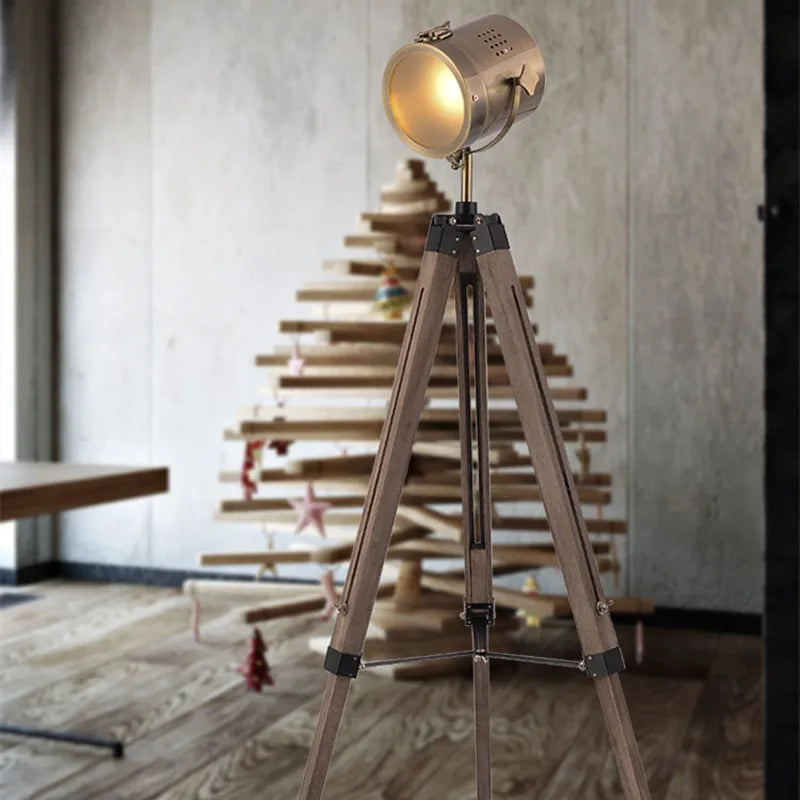 Nordic solid wood LED floor lamp for modern interiors - vue 3 sur 10