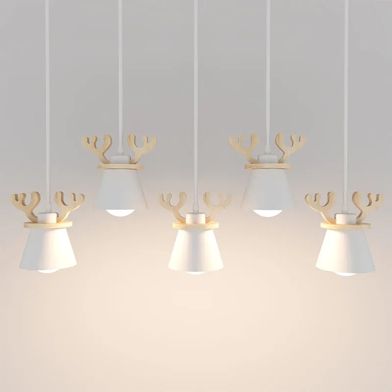 Nordic style LED pendant light with elk decoration