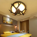 Retro antler wood ceiling light in American country style