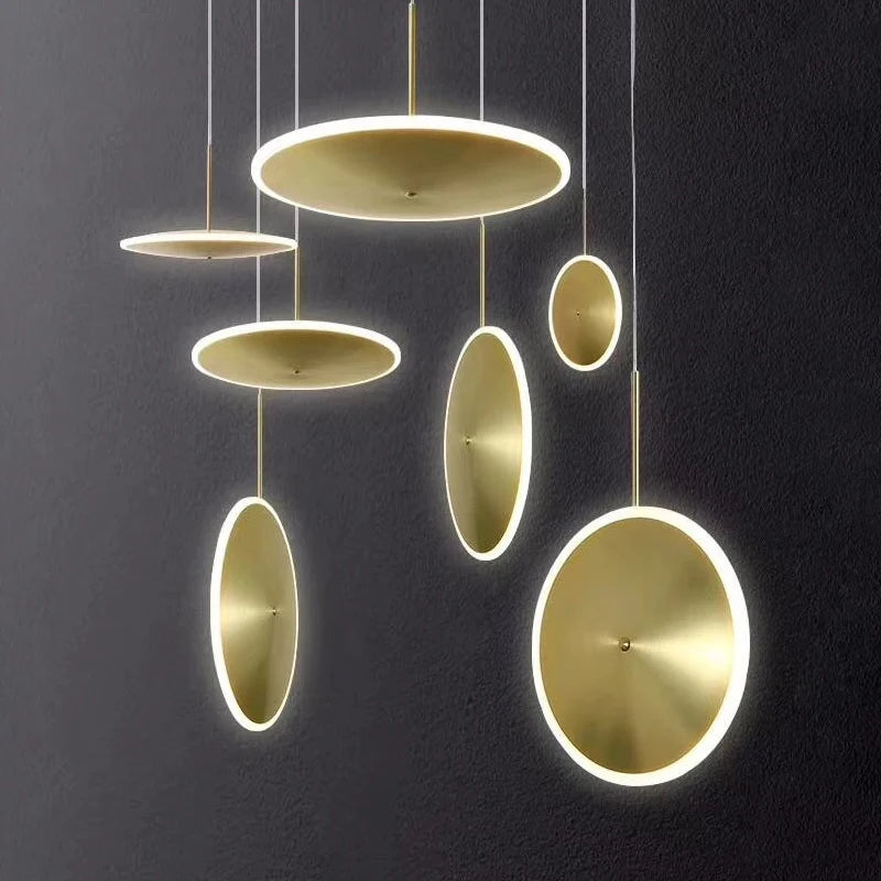 Nordic luxury linear metal LED pendant light for interiors