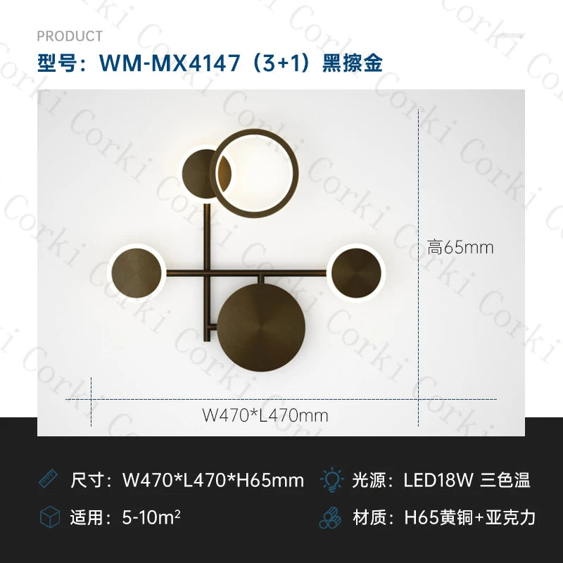 modern rotating LED wall light with three dimmed lights - vue 16 sur 16