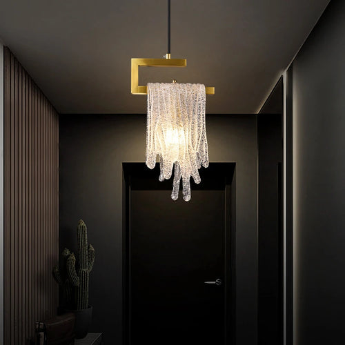 Modern Nordic style glass and copper pendant light for decorative interiors - vue 5 sur 6