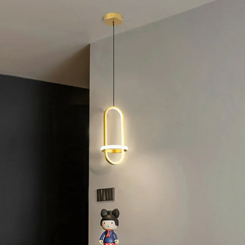 Modern gold decorative LED pendant light for indoor use - vue 3 sur 8