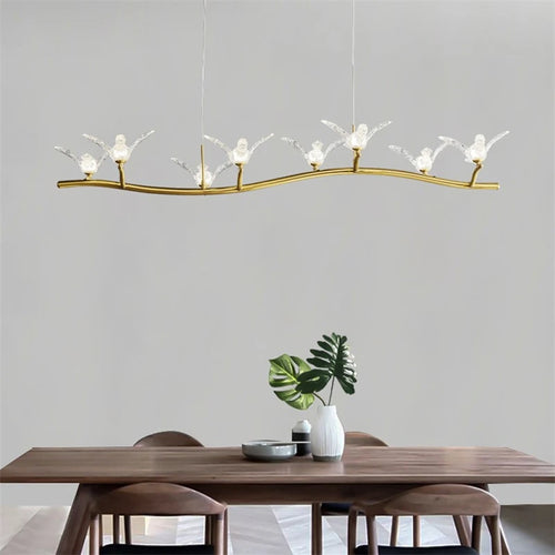 modern luxury crystal chandelier with led bird lamp - vue 3 sur 9