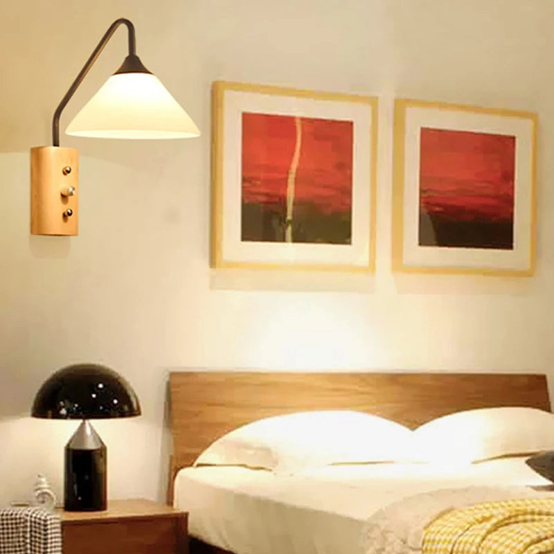 Nordic wooden wall light for interior decoration